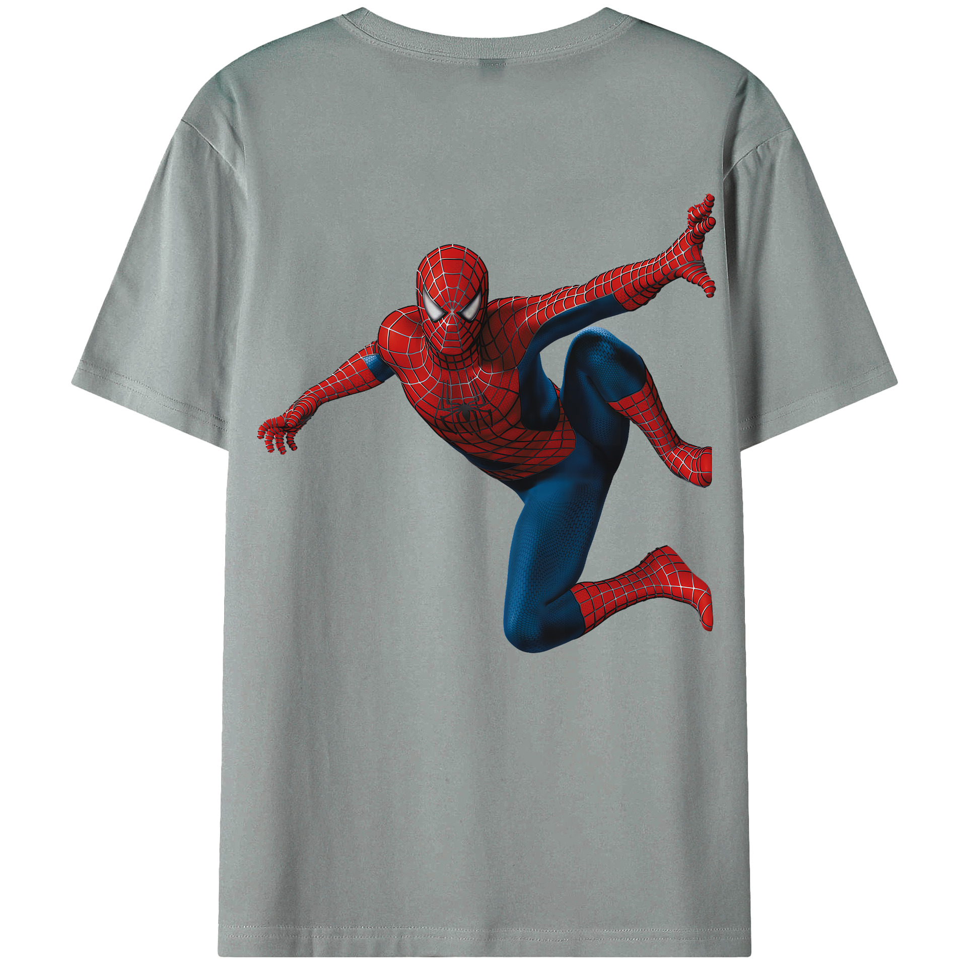 （画像用） Spider Man スパイダーマン 綿100％ メンズ半袖Tシャツ（バックプリント） 通気性